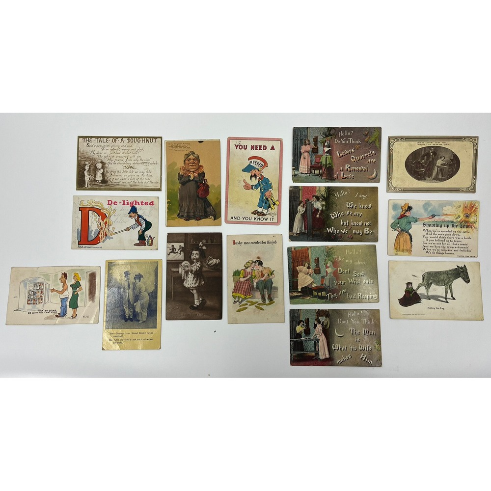 Vintage Antique Comic Humorous Postcards Lot of 16